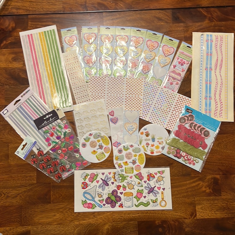 Assorted Hearts and Flowers Scrapbooking/Paper Crafting Stickers